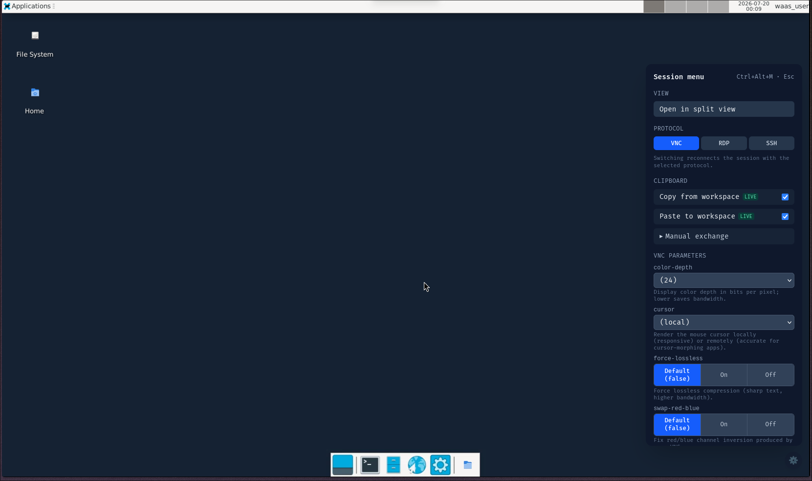 Placeholder — VNC session open in the browser